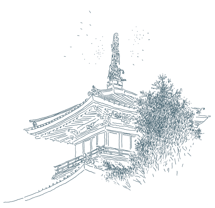 箱根富士屋ホテル屋根に鎮座する龍の彫刻