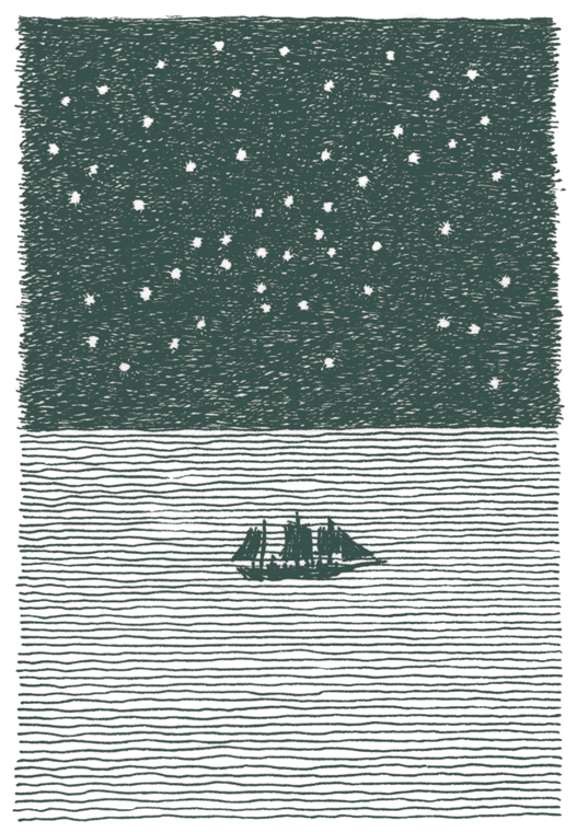 星空とロングボート