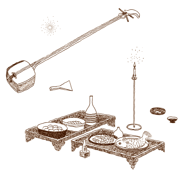 三味線と日本料理